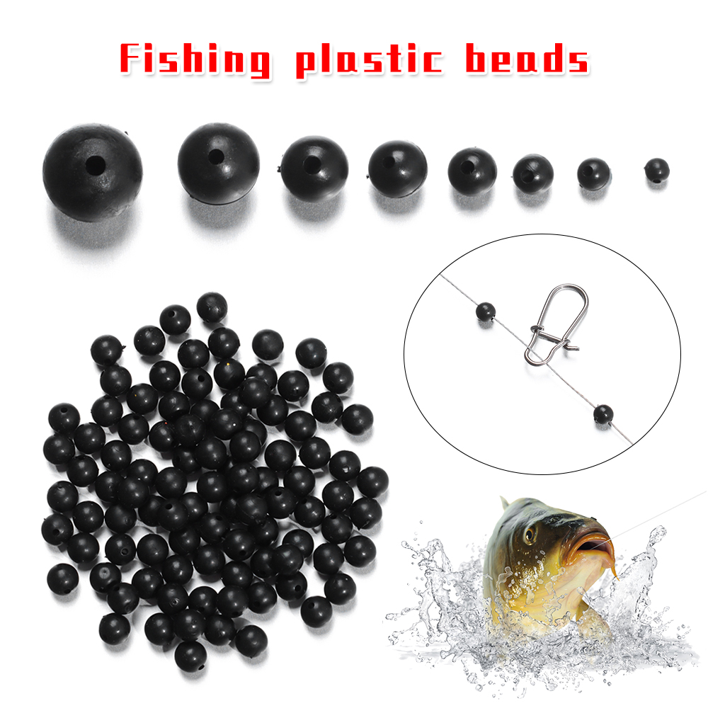 Fishing Lure Soft Plastic - 100pcs/lot Fishing Beads Space Stopper Black