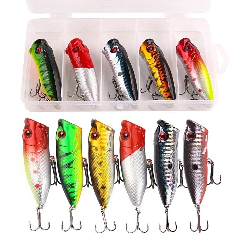 Fishing Lure Topwater - 6pcs 6colors（opp bag）/5pcs 5color（with box） 6.5cm/10g