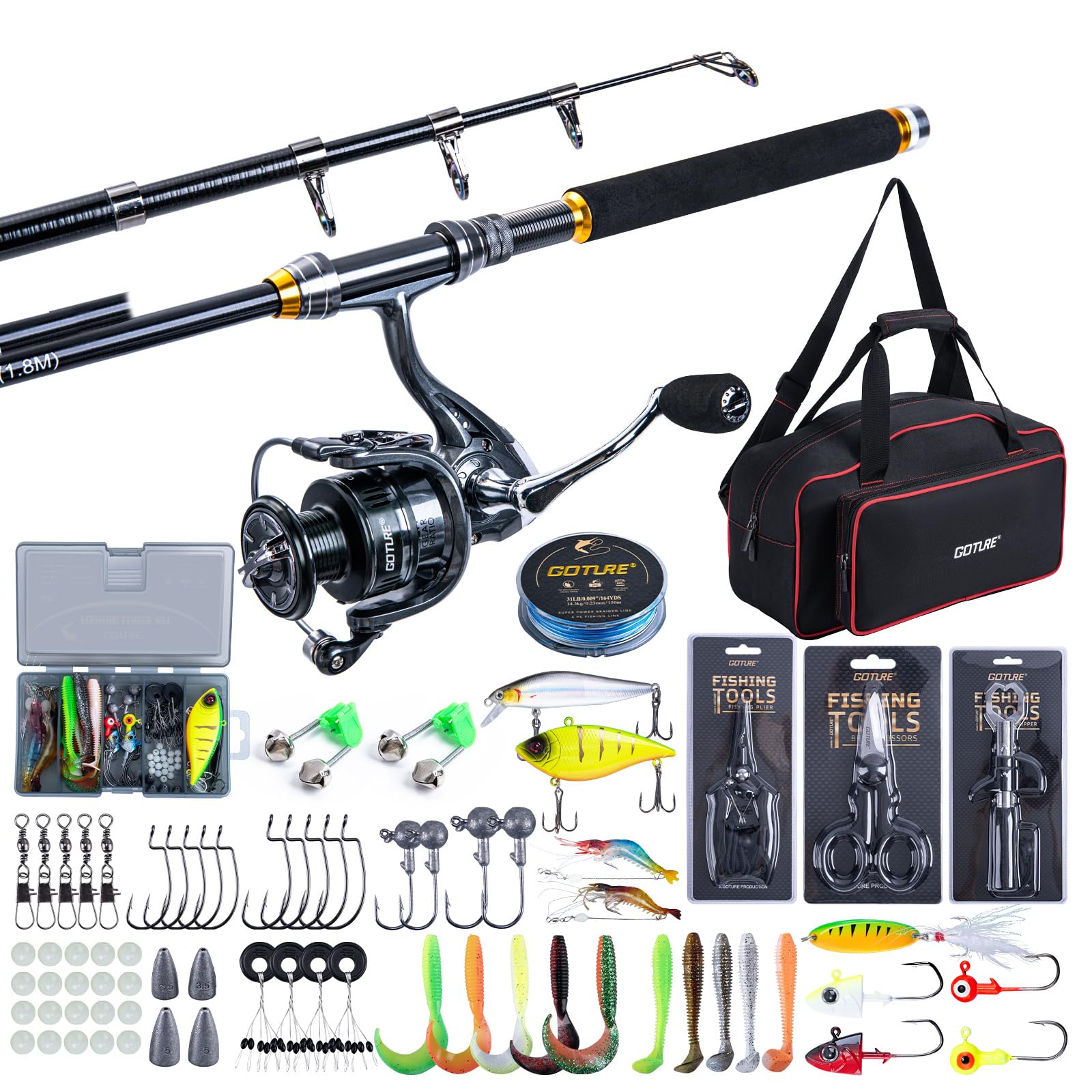 Fishing Lure Spinner - Goture Fishing Telescopic Rod and Reel