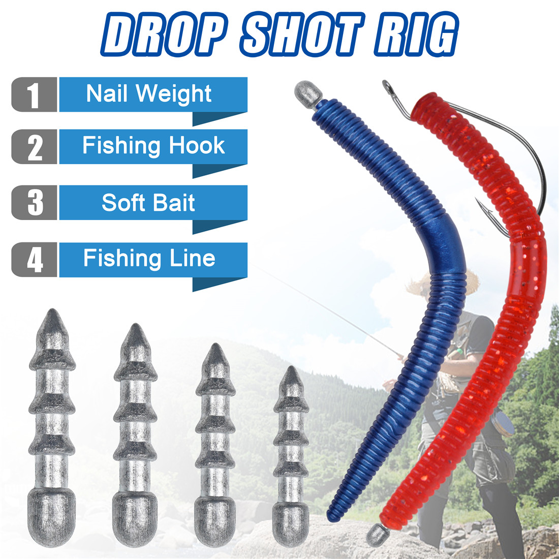 60PCS Nail weights Worm Fishin - Fishing Lure Accessories ulasan dan harga