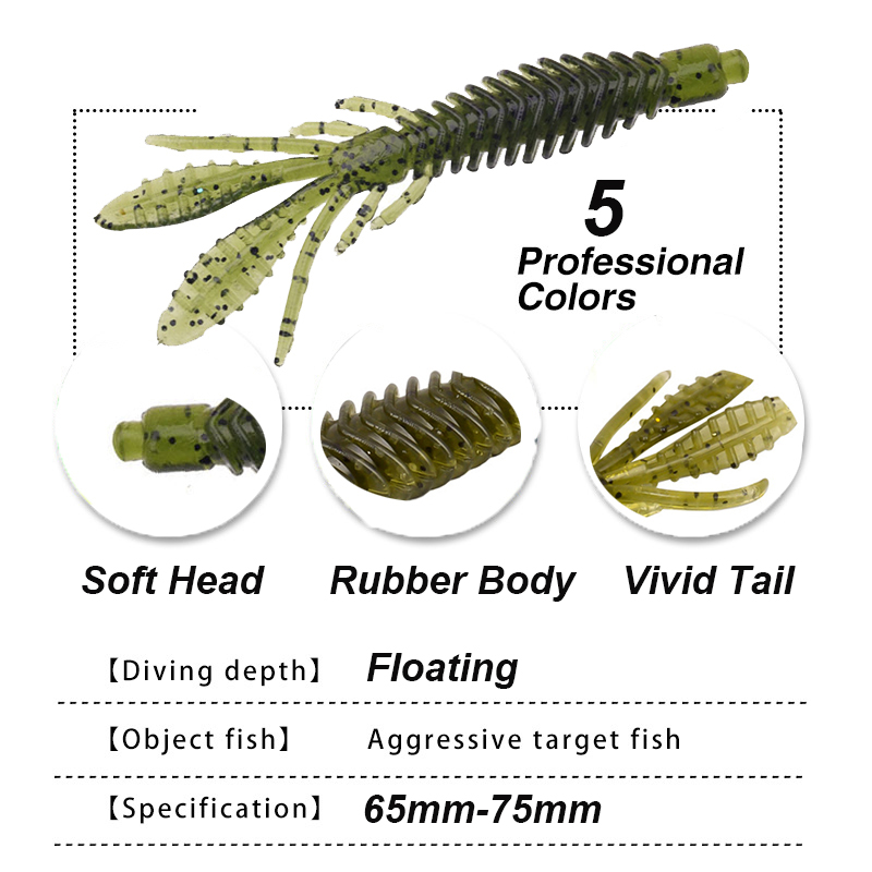 WESTBASS 5PCS Soft Larva Baits - Fishing Lure Swimbait ulasan dan harga