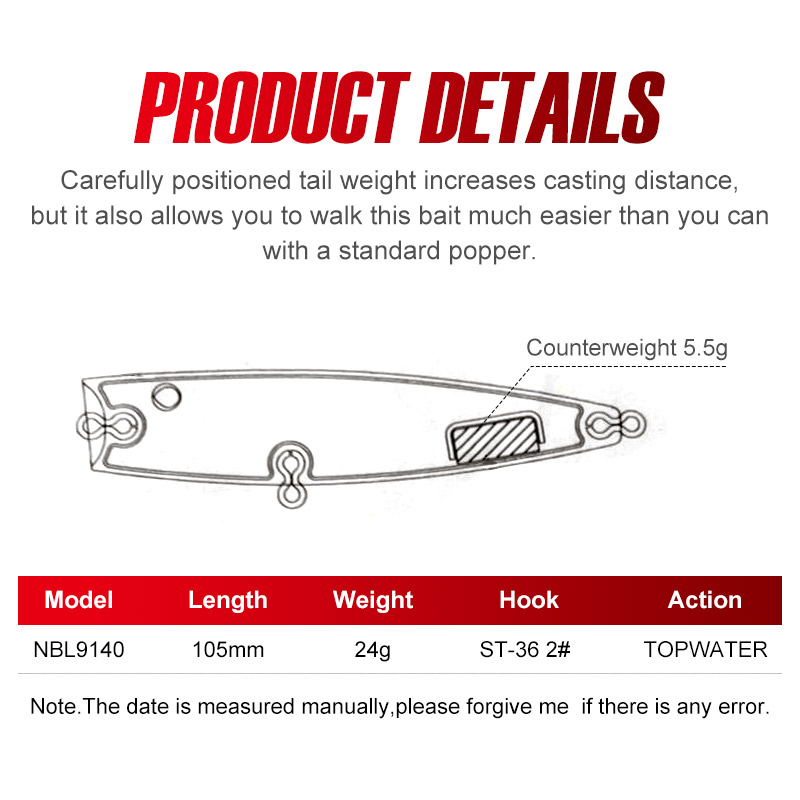 Noeby 105mm 24g Topwater Poppe - Fishing Lure Popper ulasan dan harga
